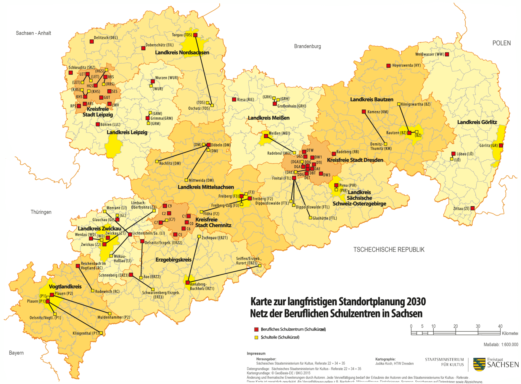 Netz der Beruflichen Schulzentren in Sachsen